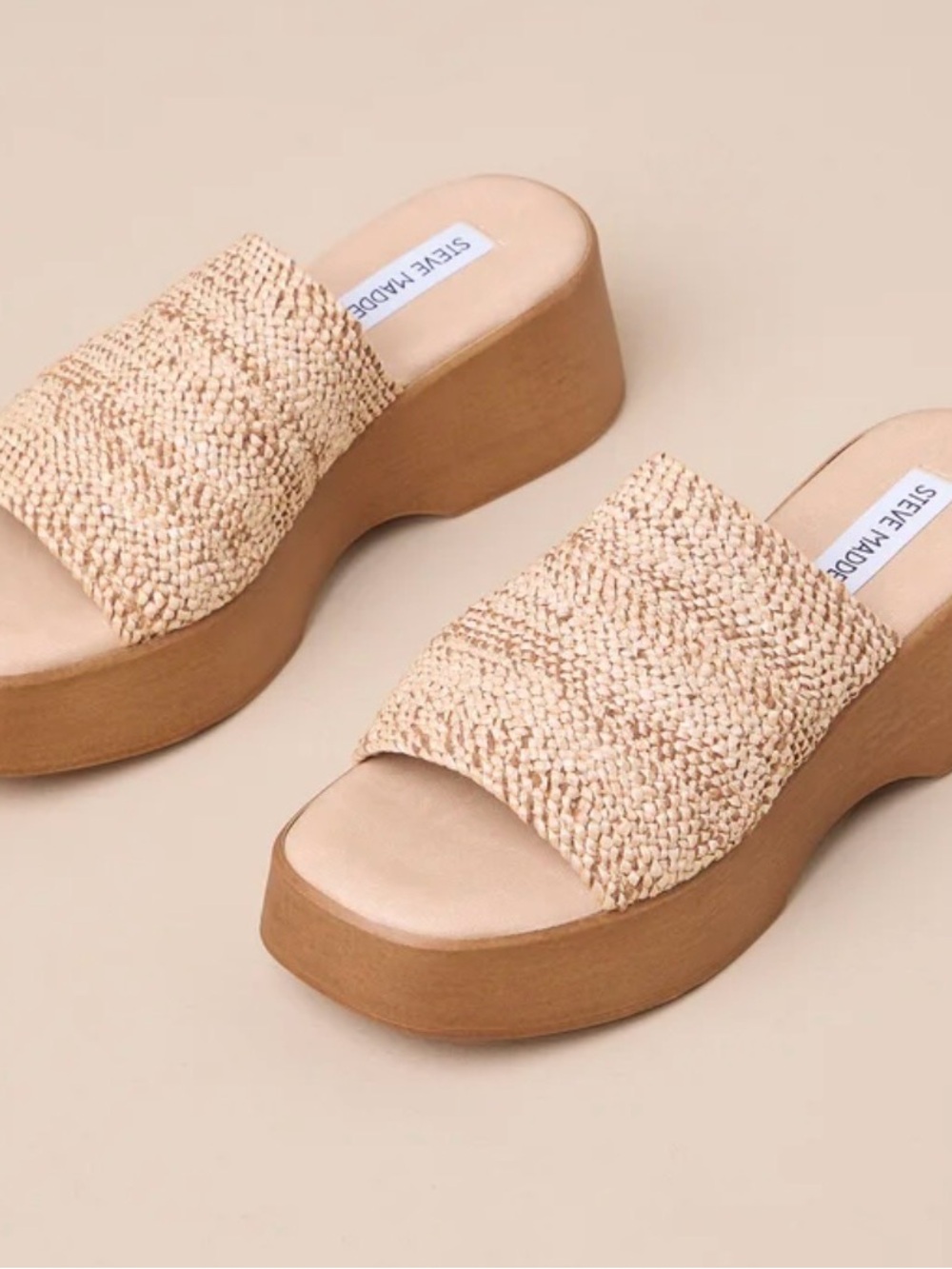 Like New! Steve Madden Slinky Raffia Platform Slide, Size: 5
